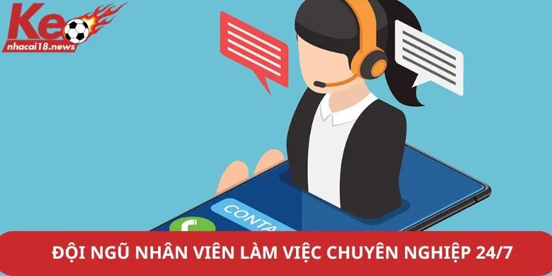 Đội ngũ nhân viên làm việc chuyên nghiệp 24/7